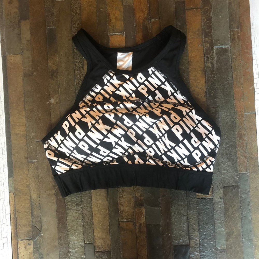 High neck PINK sports bra